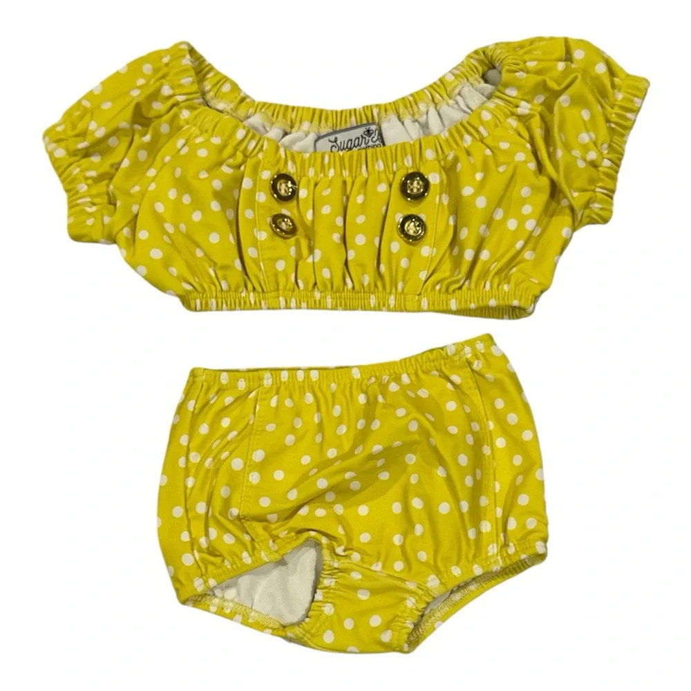 Sunny Yellow Polka Dot‎ Kids Bikini Set NWOT